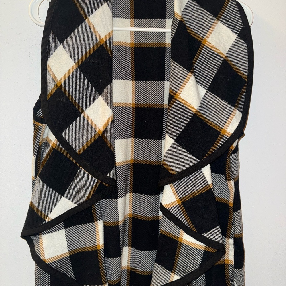 Plaid Open Front Sweater Vest